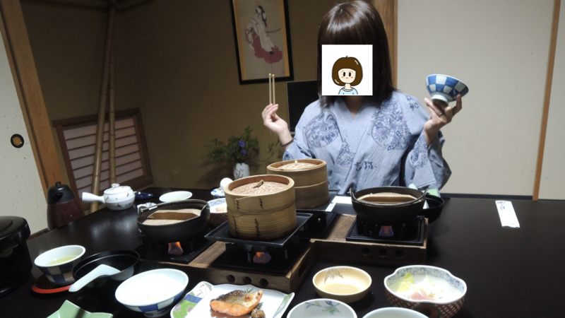 愛妻と旅館の料理