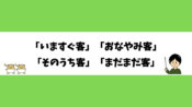 「いますぐ客」「おなやみ客」「そのうち客」「まだまだ客」