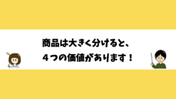 商品は大きく分けると、４つの価値があります！