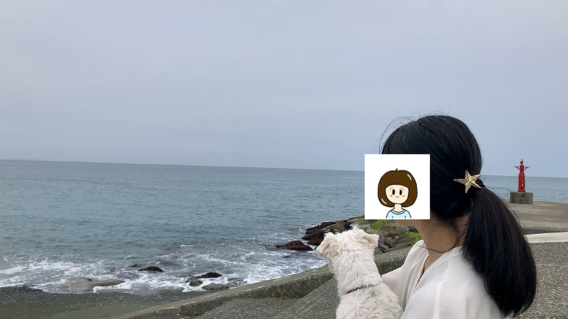 愛妻と愛犬と海